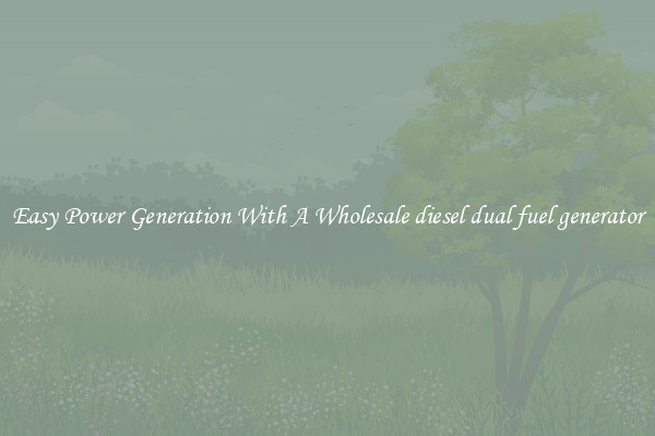 Easy Power Generation With A Wholesale diesel dual fuel generator