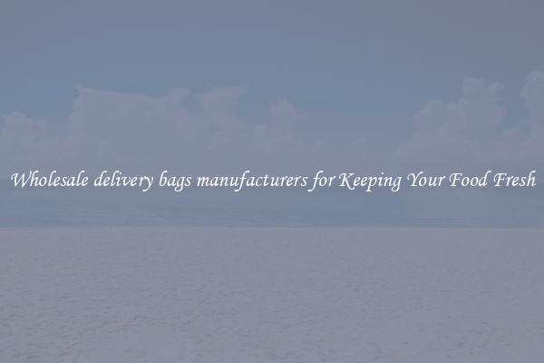 Wholesale delivery bags manufacturers for Keeping Your Food Fresh